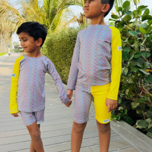 Boys Swimwear, Boys Costume, Boys Swimming Costume, Buy Boys Swimwear, Buy Boys Swimming Costume, grey swimming costume, printed swimming costume, yellow swimming costume