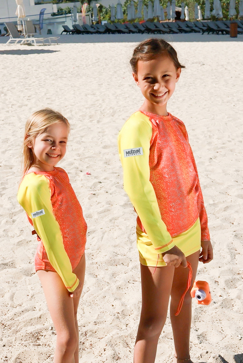 Girls Swimwear, Girls Costume, Girls Swimming Costume, Buy Girls Swimwear, Buy Girls Swimming Costume, Yellow swimming costume, Orange swimming costume, Yellow and Orange swimming costume